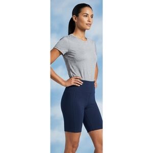 Lands' End High Waist Pull On Bike Shorts Navy Size XS